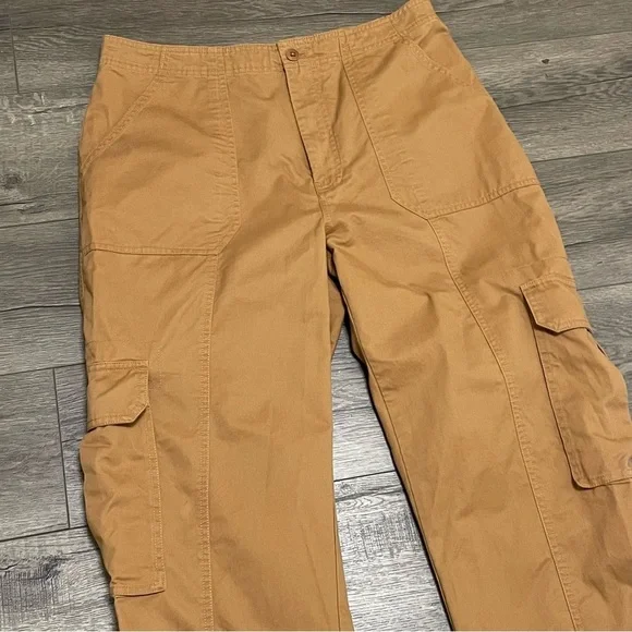 Abercrombie & Fitch Cargo Relaxed Pants Women's Brown Cotton Sz 32/14 - Picture 6 of 10